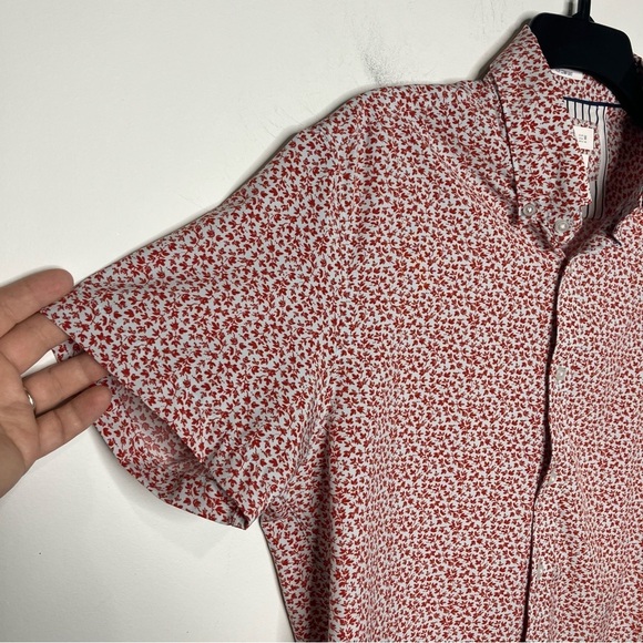 Denim & flower Ricky Singh tech comfort button down shirt red leaf print size M - Picture 2 of 7